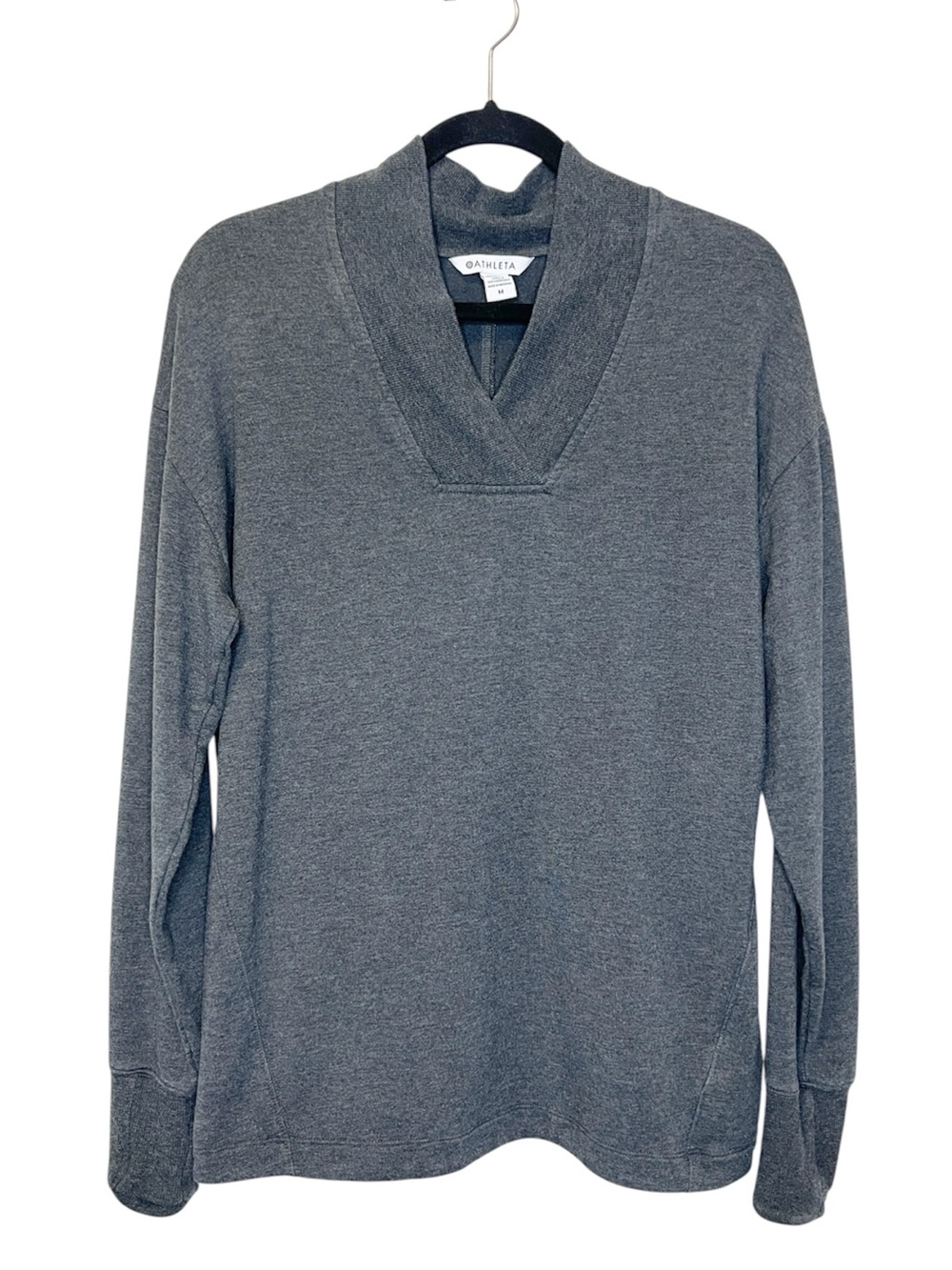 ATHLETA Clarity V Neck Comfy Casual Gray Sweatshirt size Medium